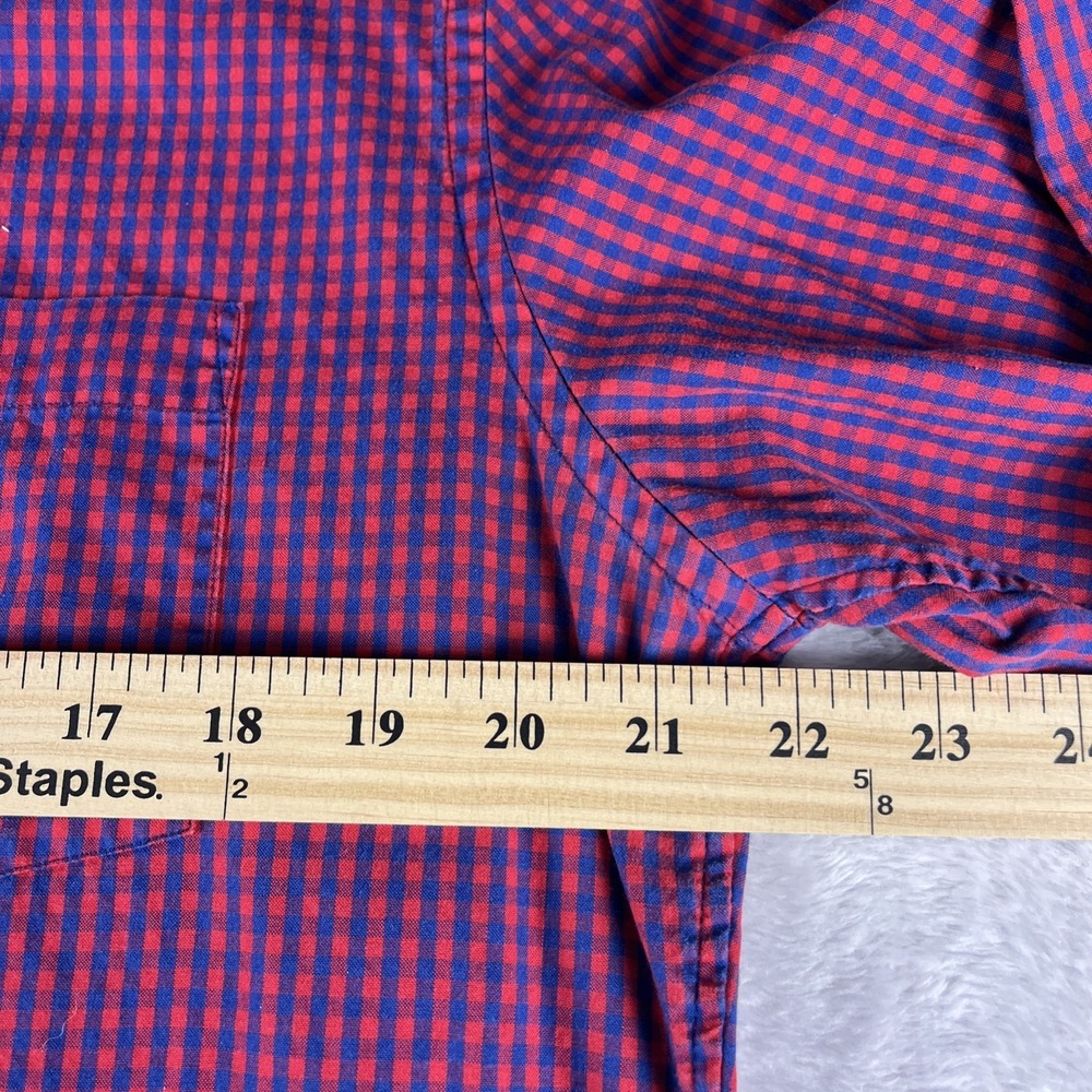 Brooks Brothers Mens Sz Large Red/Blue Fleece Plaid Button Down Casual Shirt - Picture 5 of 8